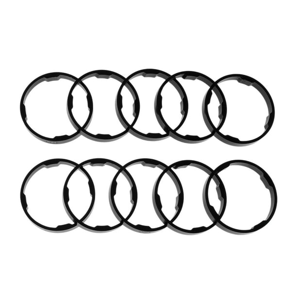 Espaciadores de dirección de bicicleta 5mm Espaciadores de vástago de manillar de bicicleta 28.6mm 1-1/8" Aleación de aluminio negra 10 Pcs