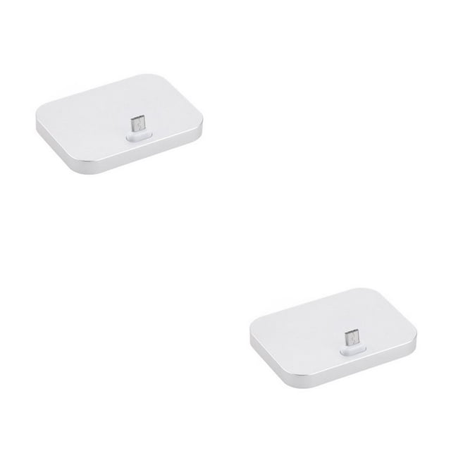 Methold Base de Micro USB para teléfono móvil, soporte de adaptador de carga de aleación de aluminio para teléfono de escritorio de oficina Plata 2piezas
