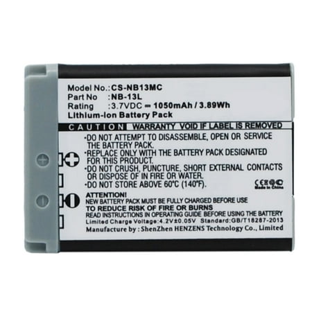 Replacement Battery for Canon Powershot G9X,PowerShot G9X M2,PowerShot SX620HS,Powershot SX720HS,PowerShot SX730HS,PowerShot SX740HS,NB-13L,3.7V/1050mAh