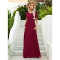 thumbnail image 3 of CALIPESSA Womens Summer Red Casual Loose Swing Floor Long Maxi Dress With Pocket, 3 of 5