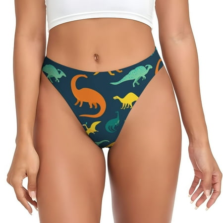 Sigee Colorful Dinosaur for Women s G-String Panty  Low Rise  Soft Lace Perfect for Everyday Wear or Special Occasions-X-Large