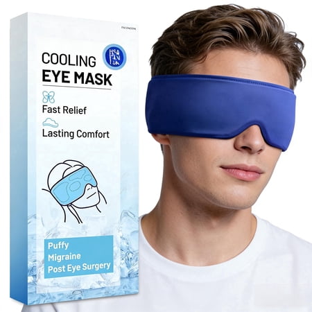 Cold Compress Eye Mask for Puffy Eyes, Reusable Gel Ice Pack for Eyes & Temples, Cooling Eye Mask for Migraine, Headache Relief, Sinus Pressure, Swelling and Post Surgery Recovery