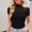 Black, variant on Drses Women's Sexy Mock Turtleneck Mesh Top - Ruched Sheer Short Sleeve Shirt for Trendy Going Out Outfits