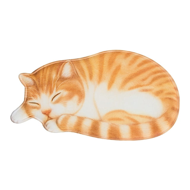 3D Novelty Cat Doormat, Funny Welcome Floor Mat Indoor Outdoor, Non Slip Polyester Entryway Mat, Low Profile Washable Door Rug for Front Door, Patio, Garage and Home Decor