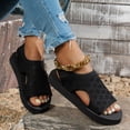 thumbnail image 4 of Rokment Women's Athletic Running Walking Tennis Sandals Lightweight Breathable Mesh Memory Foam Elastic Slip on Gladiator Summer Shoes for Beach Walking Comfortable Black Size 6.5, 4 of 7