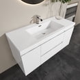 thumbnail image 2 of Sinber 48" Wall Mounted Small Single Rectangular Sink Gloss White Bathroom Vanity Cabinet with White Acrylic Countertop 2 Drawers and 2 Doors Compact and Elegant with Sleek Design for Modern Bathrooms, 2 of 14