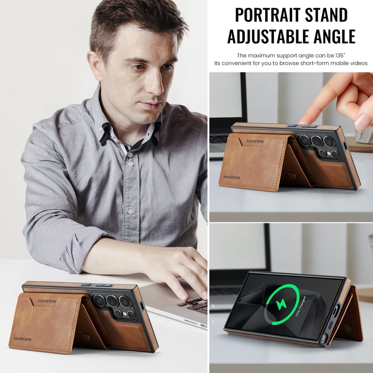 Wallet Case for Samsung Galaxy S25 Ultra Compatible with MagSafe for Men  Women, Detachable Magnetic Wallet Phone Case with Card Slots Holder  Kickstand RFID Blocking for Galaxy S25 Ultra, Brown - Walmart.com