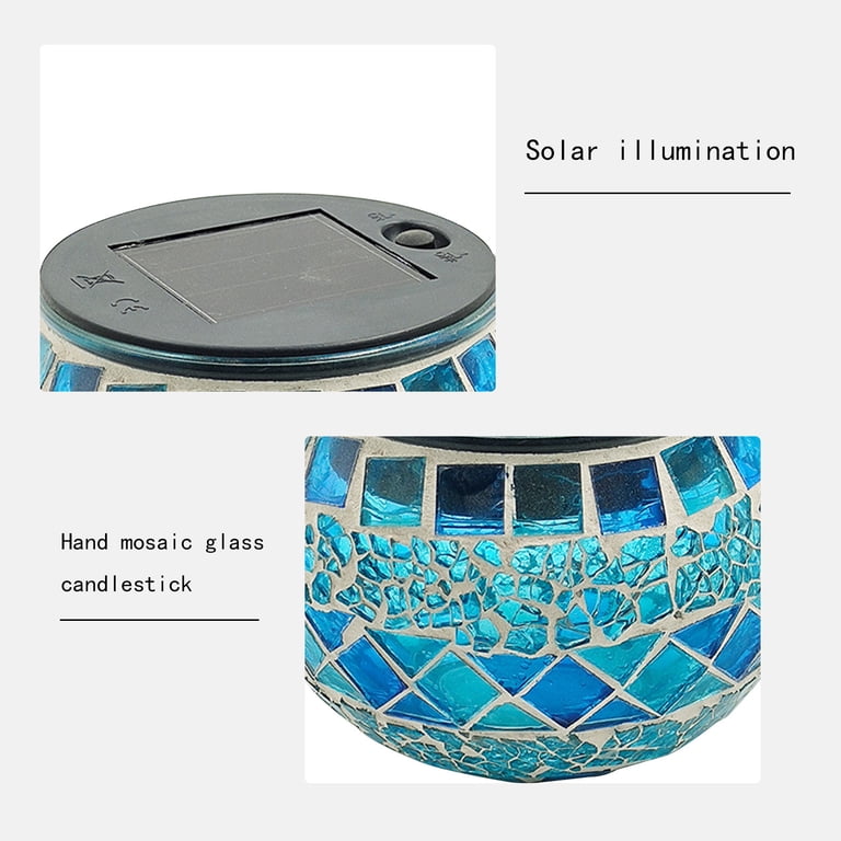 Outdoor Solar Table Light – Mosaic Glass Color-Changing LED Night Lamp, 600mAh Battery, 2 Modes For Patio, Garden, Yard, Or Party Decor