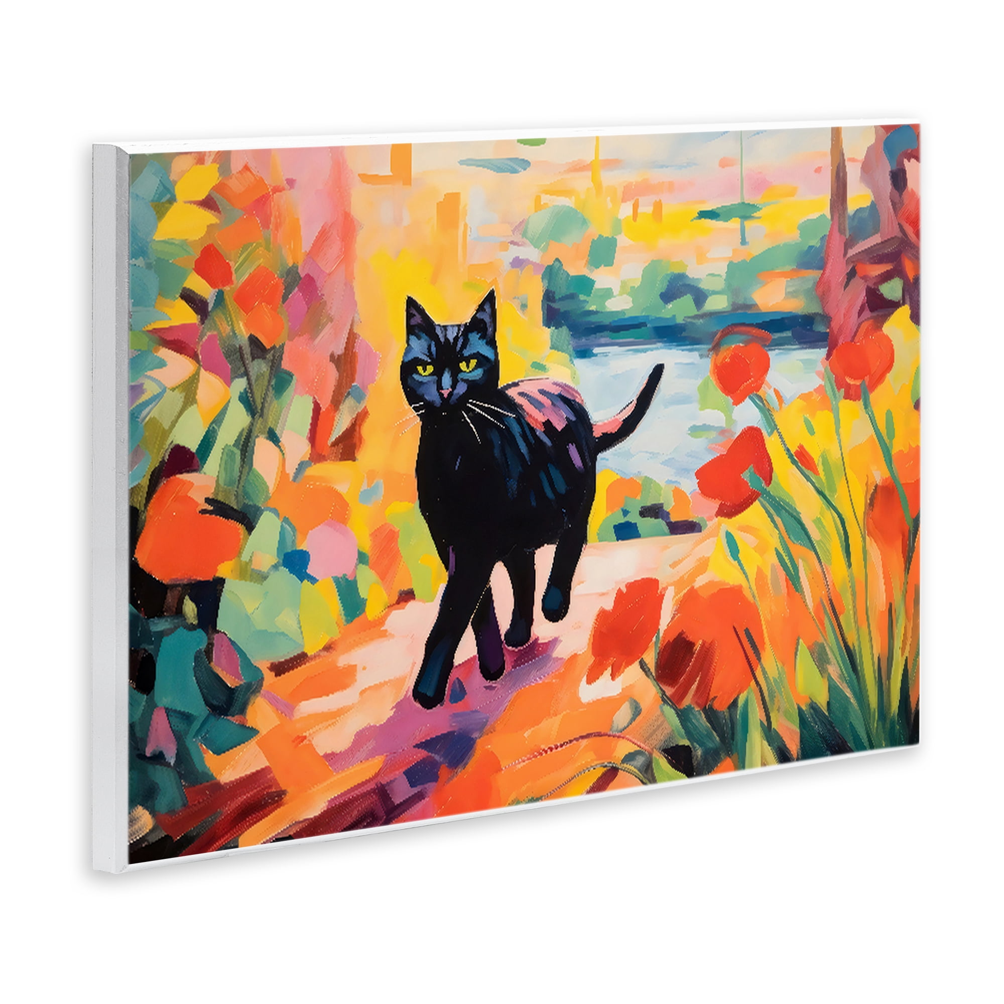 Stupell Industries Sunlit Black Cat in Garden Wall Plaque Art, design by Creative Studio