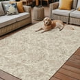 thumbnail image 2 of Fsddascl Beige Damask Outdoor Rug for Patio/Deck/Porch, Non-Slip Large Area Rug 4 x 6 Ft, Vintage Country Scroll Floral Patterned Indoor Outdoor Rugs Washable Area Rugs, Camping Rug Carpet, 2 of 5