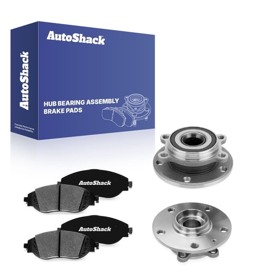 AutoShack Front Ceramic Brake Pads Wheel Hub Bearing Assemblies with ABS Replacement for 2013-2016 Volkswagen CC 6-PC Kit