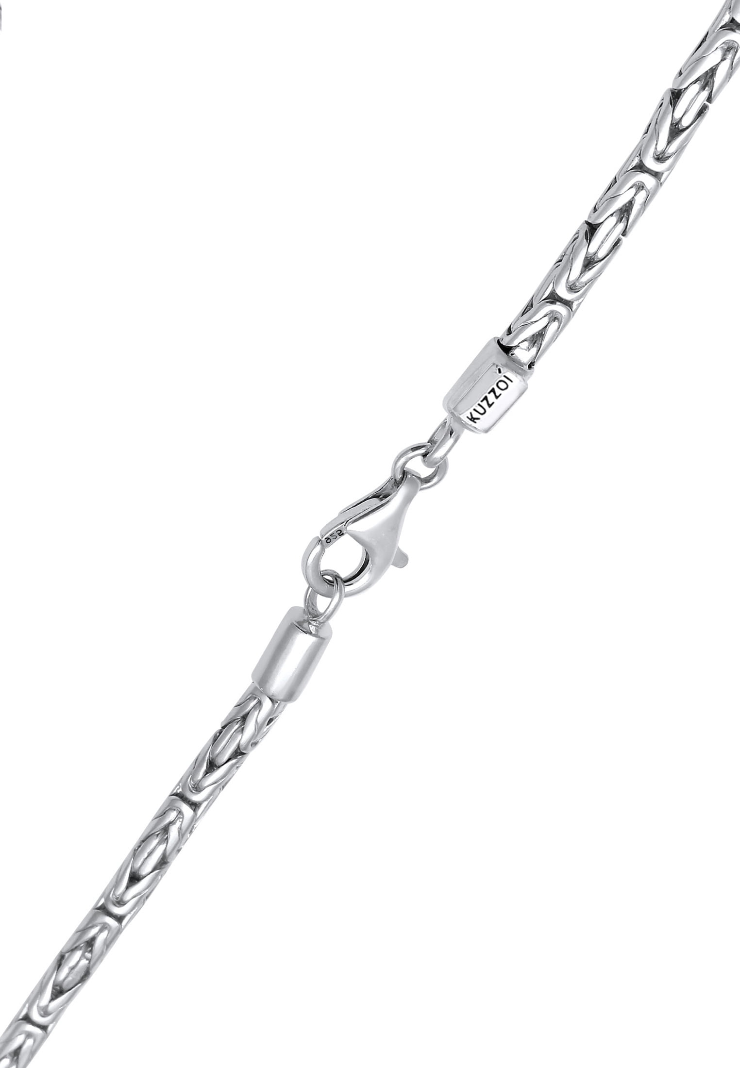 KUZZOI Men 0.16" Byzantine Link Chain Necklace 925 Silver 20 - 24 inch