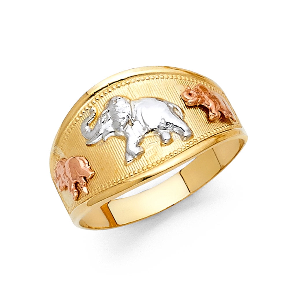 Woman's 14k white rose yellow gold good luck Elephant Bracelet 7.25 Inches Long Woman's 14k white rose yellow gold good luck Elephant Bracelet 7.25 Inches Long