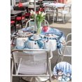thumbnail image 4 of Outdoor Tablecloth with Umbrella Hole and Zipper, Christmas Snowman Round Table Cloth 60 Inch Waterproof Tablecloth, Xmas Winter Snowflakes Tree Forest Blue Picnic Table Cover for Patio Camping, 4 of 7