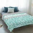 thumbnail image 4 of Turquoise Floral Blanket Soft Cozy Warm Throw Blanket for Couch, Plush Fuzzy Flannel Fleece Blankets for Sofa, Botanical Blossom Motif Boho Grey Stripes Bed Blankets Gifts for Men, 32"x48", 4 of 9