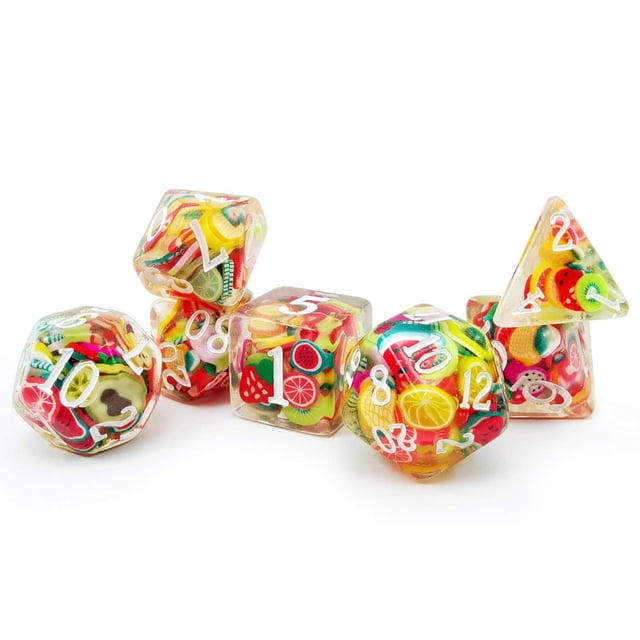 Set de dados BESCON DICE Fruit Polyhedral RPG de 7 piezas