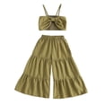 thumbnail image 1 of Spring Outfits Girls Summer Fashion Bow Sleveeless Tops Wide Leg Pants Solid Color 2Pcs Set Girl Baby Clothes Green 2 Years-3 Years, 1 of 7