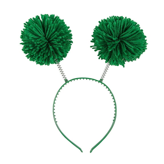Fun Express 3 1/2" x 4 1/2" Green Team Spirit Pom-Pom Plastic Head Boppers - 6 Pieces
