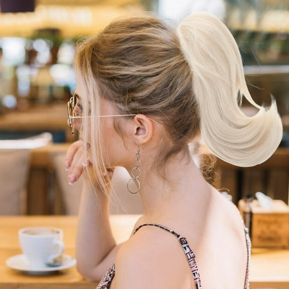 Hemoton Women's White Wig Clip Miss 30.00X7.00X6.00CM Beige