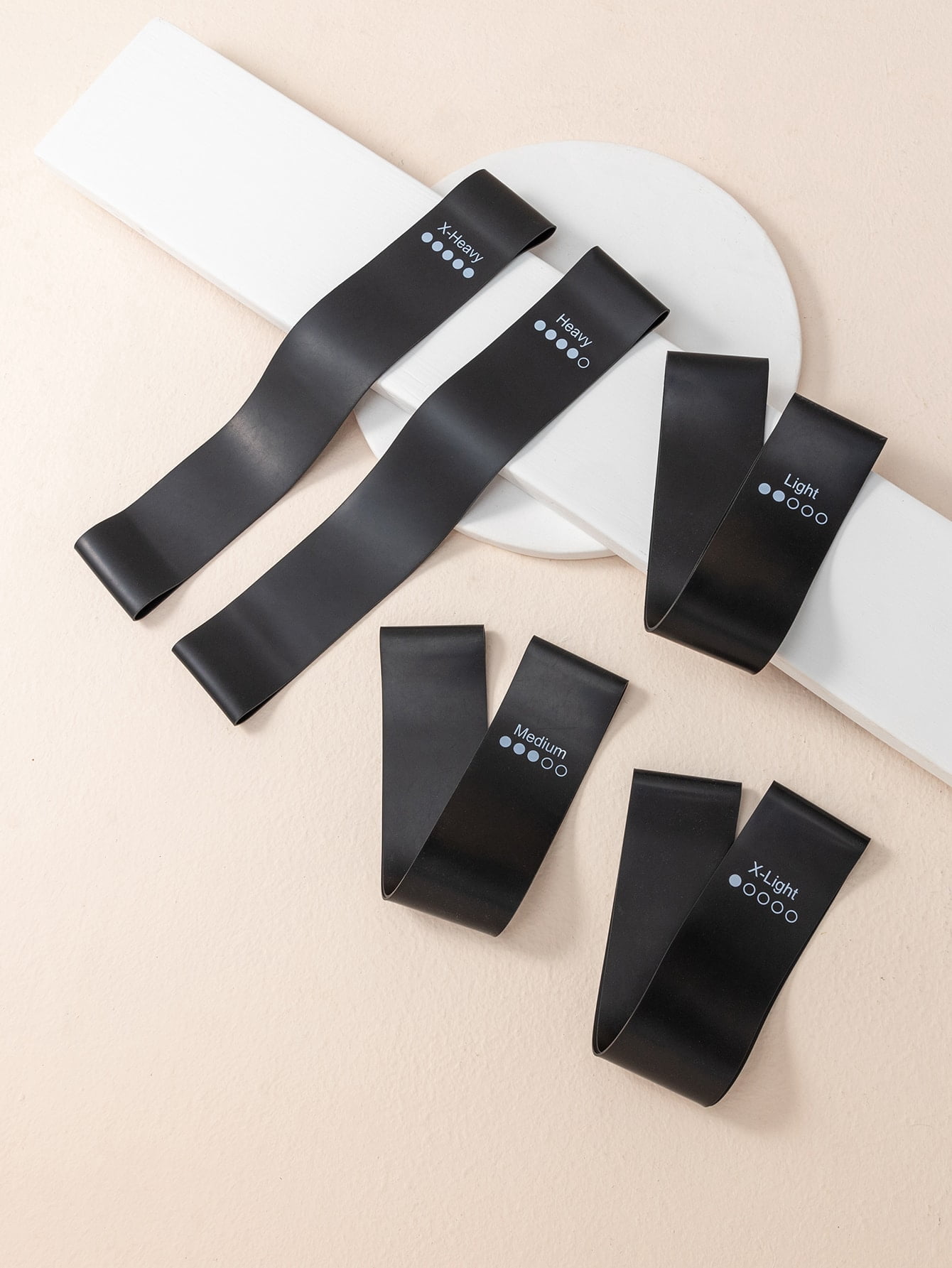 5-Piece Latex Resistance Band Set with Carry Bag, Black, 1 Pack