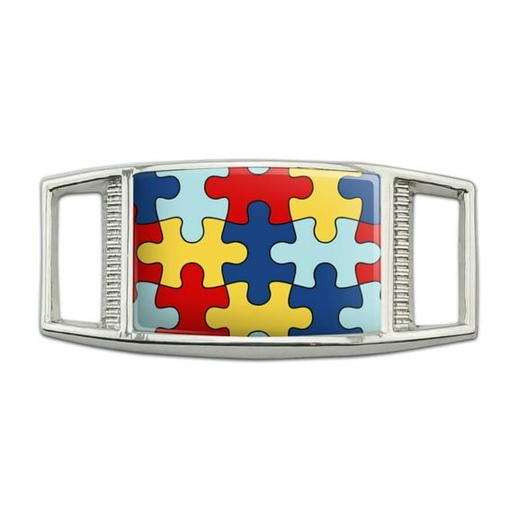 Autism Awareness Diversity Puzzle Pieces Rectangular Shoe Shoelace Shoe Lace Tag Runner Gym Charm Decoration