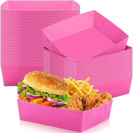 

UrbanMingle 50 Pack Paper Food Tray 5 lb Large Food Boats Nacho Plates Disposable Serving Snack Trays Grease Resistant for Halloween Party Birthday Supplies(Hot Pink) Hot Pink