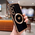 thumbnail image 2 of Magnetic Phone Case for Samsung Galaxy S23 5G Compatible with MagSafe Cute Heart Galaxy S23 Case for Women Luxury Plating Bumper Full Camera Lens Protection Samsung S23 Cover 6.1" (Black), 2 of 6