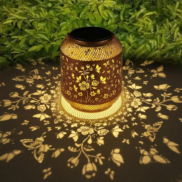Farol solar Doogarden con diseño de mariposas para decoración de jardín, impermeable