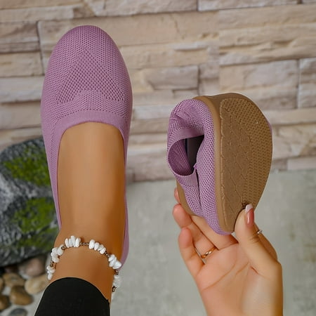 

Women s Knitted Ballet Flats Lightweight Breathable Solid Color Slip On Shoes Casual Walking Shoes