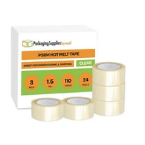 PSBM Hot Melt Commercial Shipping Tape 3 Inch x 110 Yards 24 Rolls 1.5 Mil Clear for Packing and sealing Boxes