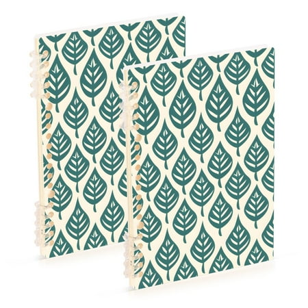 2 Pcs Cute Leaf Orderly Fashion Spiral Notebooks 60 Sheets 120 Pages A5 Journal Notepad 8.3x5.7 Inch Thick Adjustable College Ruled Paper