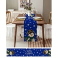 thumbnail image 3 of Ldtrchee Blue Snowman Christmas Table Runner 72 Inches, Xmas Snowflake Funny Rustic Bed Runner Dresser Scarves Tabletop for Indoor Outdoor Parties/Ceremony/Banquet, 14" x 72", 3 of 8