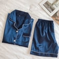 thumbnail image 5 of GZWYHT Silk Pajamas Clearance Womens Pajama Sets,Womens Silk Satin Pajamas Set Two-Piece Sleepwear Loungewear Button-Down Sets,Pajama Sets for Women 2 Piece,Satin Pajama Set,,Navy XL, 5 of 6