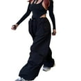 thumbnail image 4 of Women Casual Trousers with Solid Color  Elastic Waist Drawstring Loose Version Summer Clothing, 4 of 7