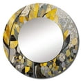 thumbnail image 2 of Designart "Artistic Fusion with Yellow and Grey Patterns" Boho Mosaic Rund Mirror For Wall Decor - Large Yellow Round Printed Mirror -Bohemian Round Living Room Mirror - 36" x 36", 2 of 6