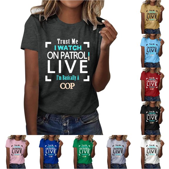 NinXxx Women's Trust I Watch On Patrol Live Cop T Shirt Dark Gray XXL