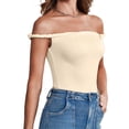 thumbnail image 4 of Womens Off The Shoulder Top Sleeveless Slim Fit Stretchy Tank Top Y2k Casual T Shirts, 4 of 6