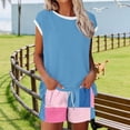 thumbnail image 4 of YueHuiYing Womens Two Piece Outfits Summer Lounge Sets Tracksuit V Neck Buttons Down Tops and Shorts Set with Pockets, 4 of 6