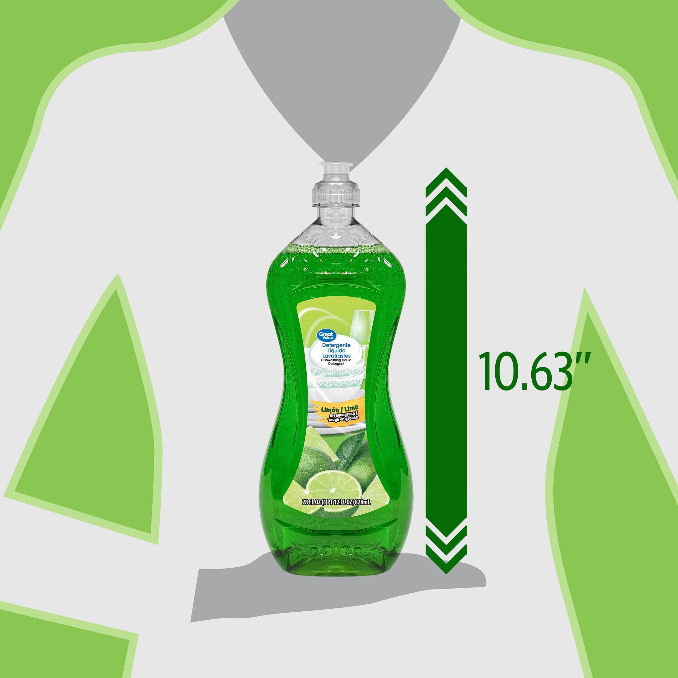 Great Value Dish Washing Liquid Detergent, Limon/Lime, 28 fl oz