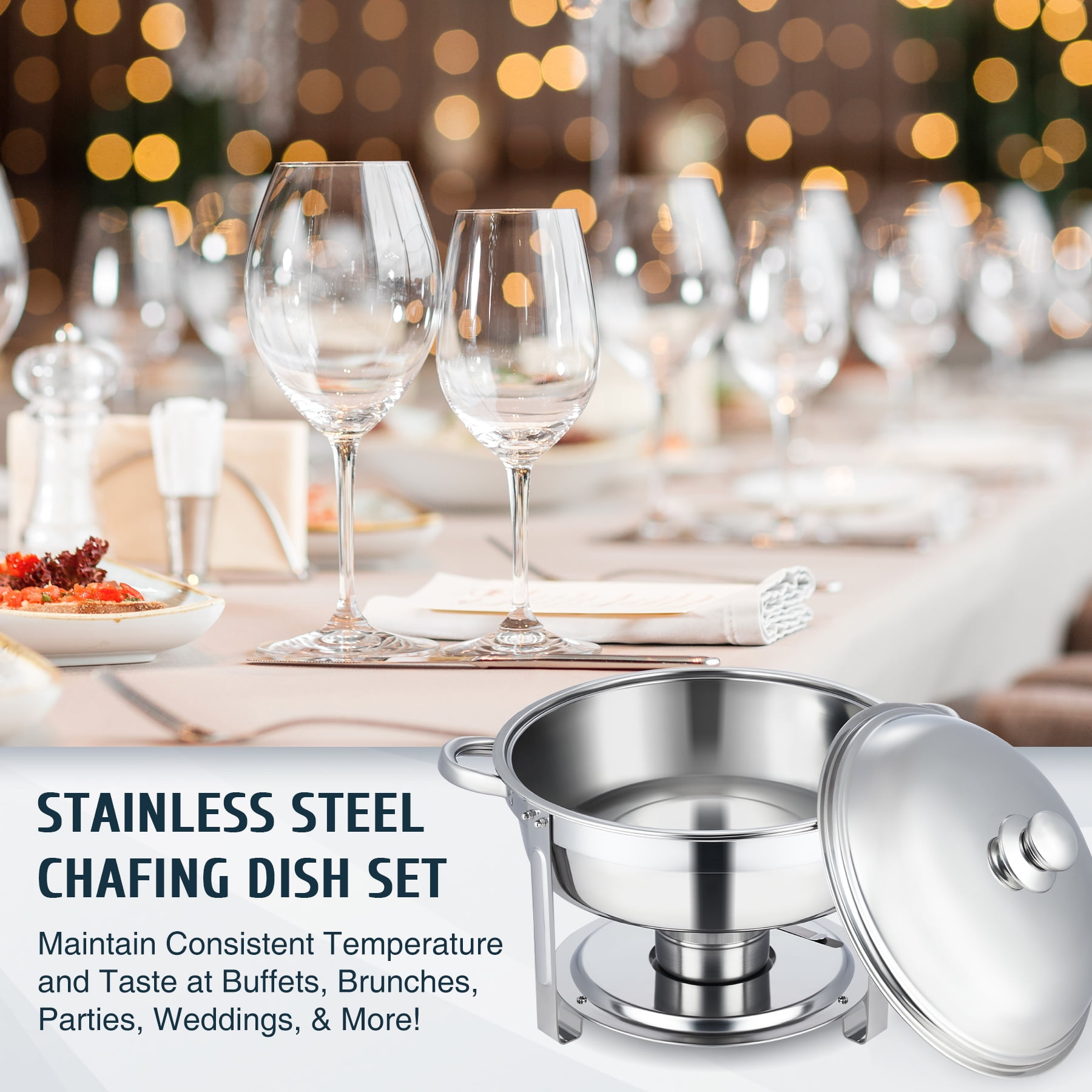5 Quart 2 Pack Chafing Dish Set Stainless Steel Buffet Chafers for Parties More