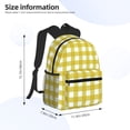 thumbnail image 4 of Haiem Yellow Checkboard Lightweight Backpack for School, Classic Basic Water Resistant Casual Daypack for Travel with Bottle Side Pockets, 4 of 8
