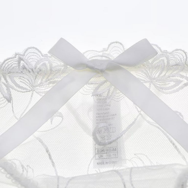 Women's Fun Underwear White Lace Bra See Through Ribbon