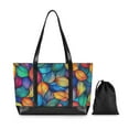 thumbnail image 7 of FORMRS Canvas Laptop Tote Bag for Women with 15.6" Computer Compartments Shoulder Handbag, Vibrant Art Leaves Pattern, 7 of 7