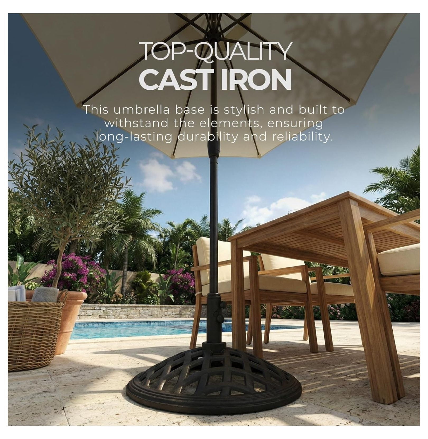Umbrella Base Fits Up To 2" Umbrella Pole for Garden, Patio, Yard, and Outdoor Events