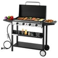 thumbnail image 1 of VEVOR Gas Griddle, 4-Burner Flat Top Grill, 29 inch Grill Plate Propane Griddle with Wheels, Lid, 28000 BTU Outdoor Flat Top Grills for Pan-Frying, Grilling, 1 of 9