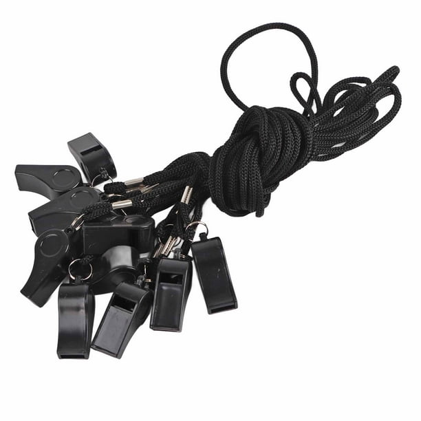 12 Piezas de PlásTico Silbato Negro RuidoSo RuidoSo Silbato Deportivo Con Cordón Para Árbitro