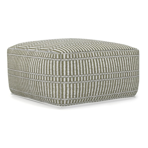 Simpli Home Safford 20 inch Wide Boho Outdoor/Indoor Square Pouf in Natural/Travertine/White Recycled Polyester, Assembled