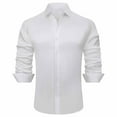 thumbnail image 2 of VSSSJ Men's Silk Satin Dress Shirts Business Long Sleeve Button Down Lapel Formal Shirts Casual Slim Fit Party Prom Wedding Shirt White XL, 2 of 6