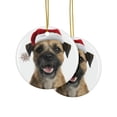thumbnail image 2 of DistinctInk Hanging Ceramic Christmas Tree Ornament with Gold String - Great Gift/Present - 2 3/4 inch Diameter - Border Terrier Design, 2 of 4