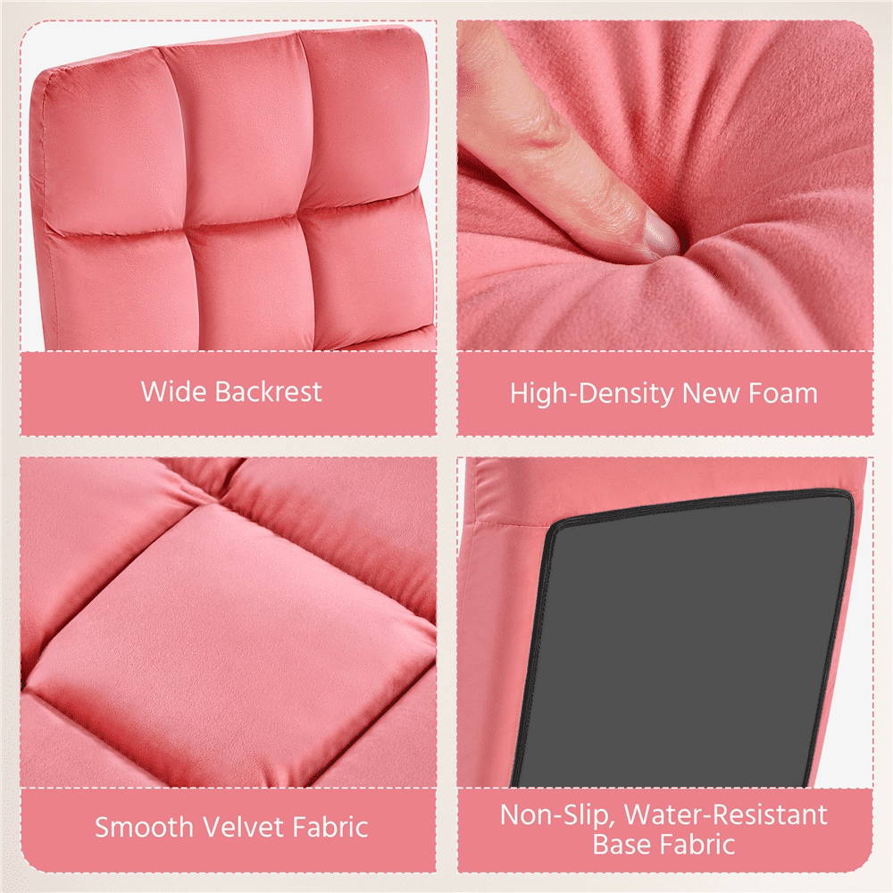 Alden Design Floor Folding Gaming Sofa Chair with 14 Adjustable Positions, Pink